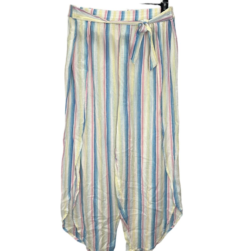Jessica Simpson Womens Swim Cover Up Pants Size XL Striped White New Tie Belt